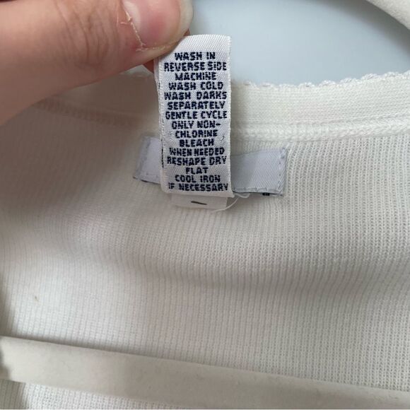 [xs/s] GAP Women’s White Ribbed Knit 100% Cotton Button Down 90s Baby Cardigan - Picture 14 of 15